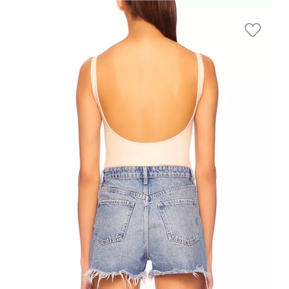 Susana Monaco Vegan Leather Thong Bodysuit Women’s - Blanched Almond M $148‎ - Picture 3 of 5